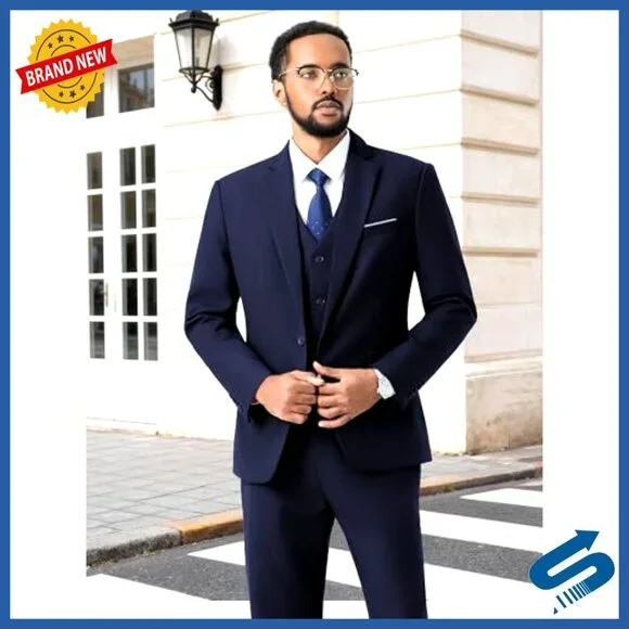 Slim Fit 3-Piece Suit Set Blazer Vest Pants Wedding Prom Business